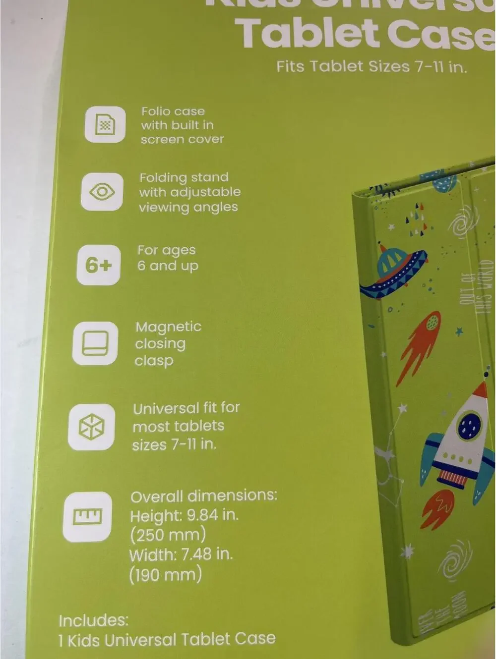Kids Universal Tablet Case Stylus Bundle Tablet Case Rocket Space Fits 7-11 in.
